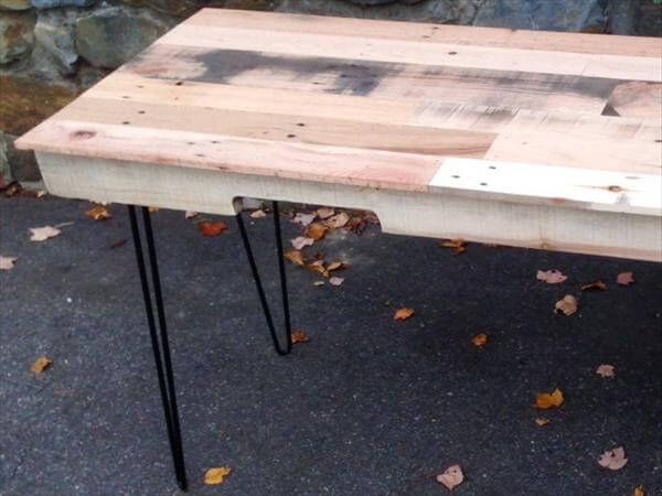 repurposed pallet desk with hairpin metal legs
