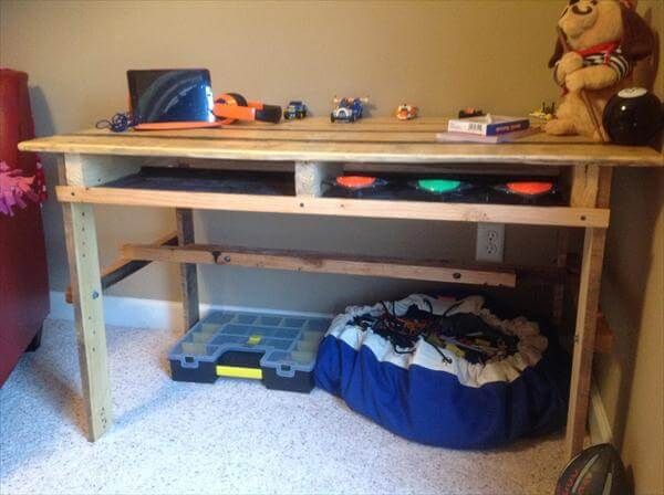 recycled pallet kid's desk