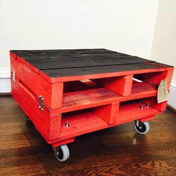 reclaimed pallet chalk painted rolling coffee table