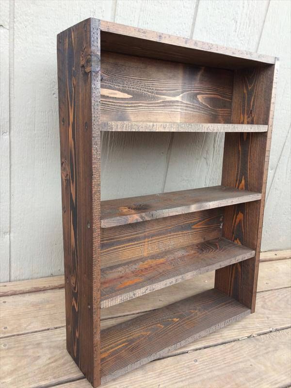reclaimed pallet shelving unit and bookcase