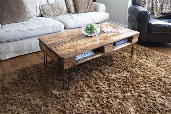 recycled pallet skid coffee table