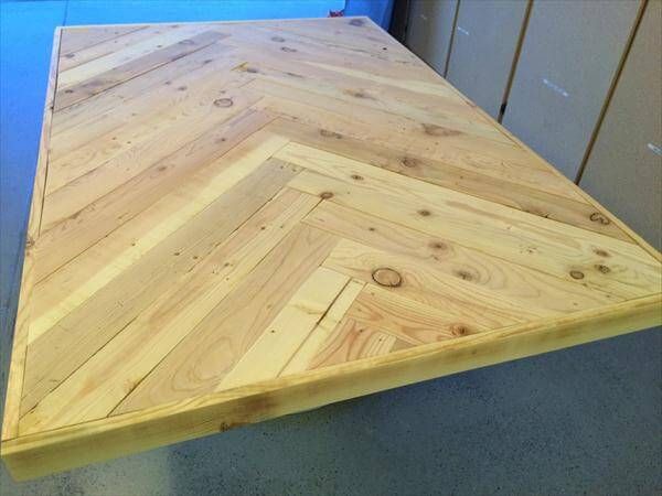 repurposed pallet herringbone table