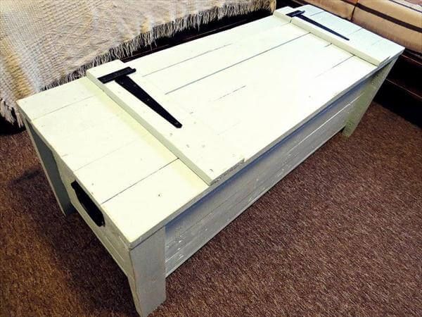 recycled pallet trunk and coffee table