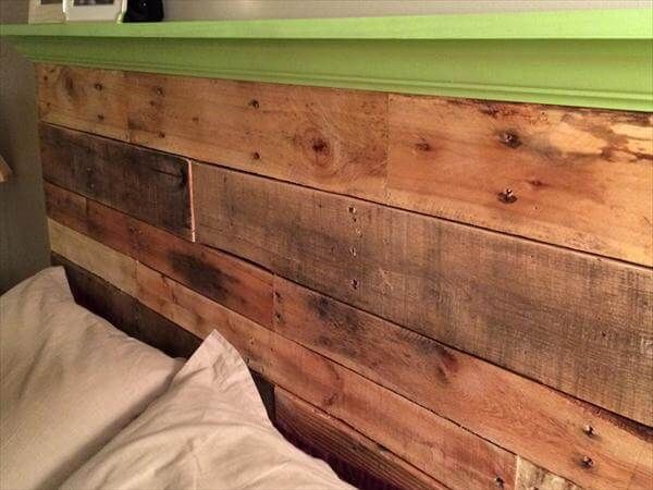 recycled pallet floating headboard