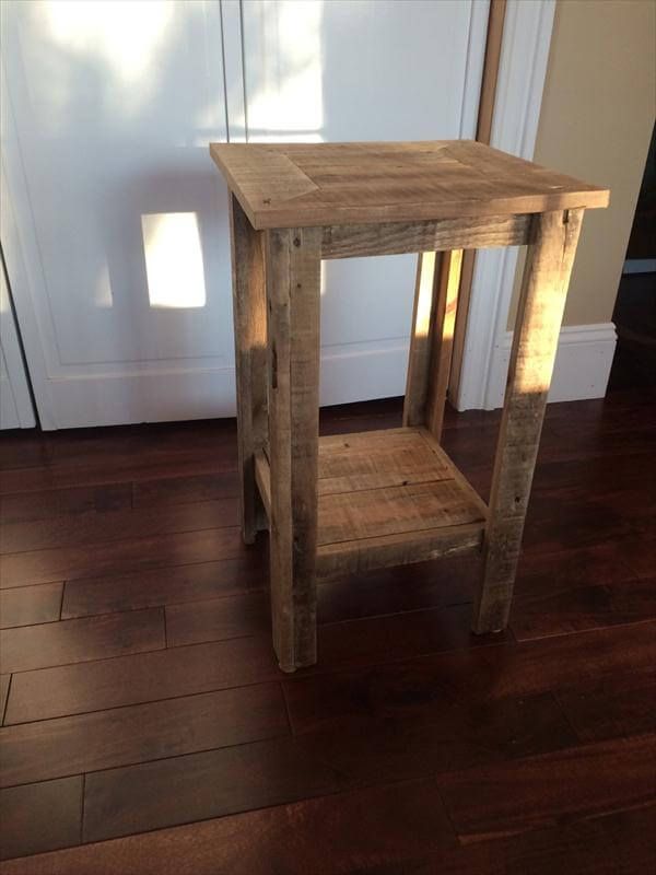 recycled pallet rustic side table and nightstand