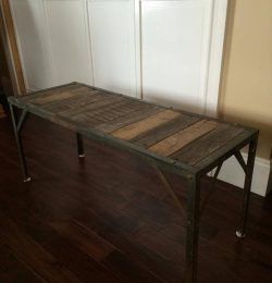 rustic yet sturdy pallet coffee table with metal base