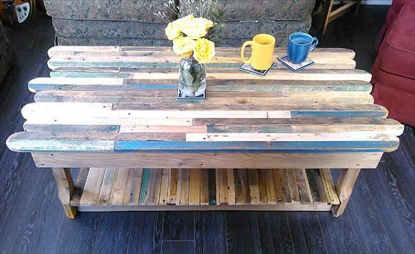 wooden pallet multi-toned coffee table