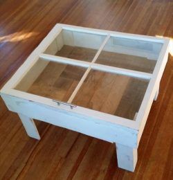salvaged pallet and old window coffee table