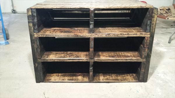 upcycled pallet vintage storage unit and shoes rack