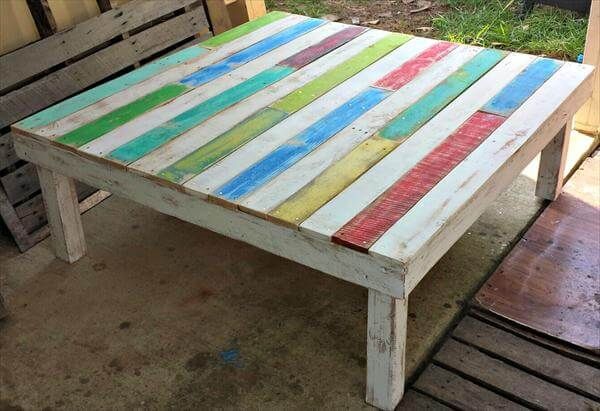diy pallet colorful coffee table