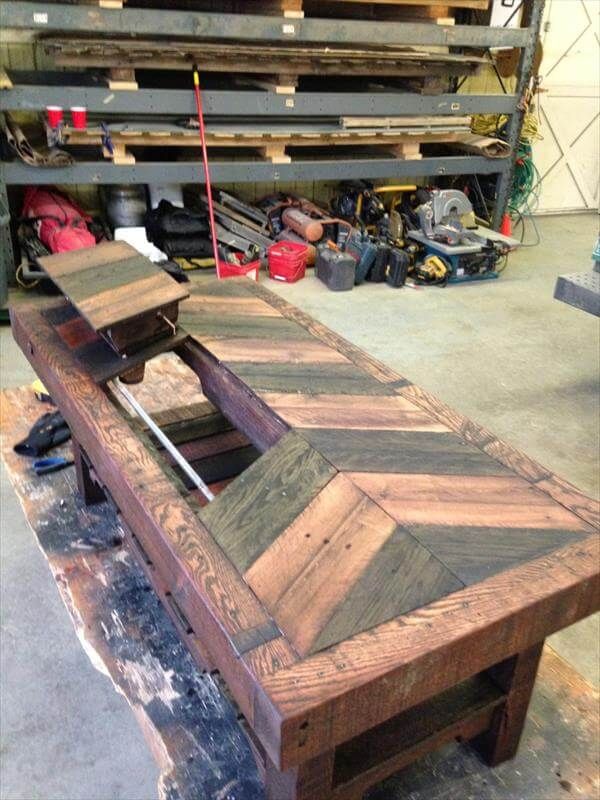 recycled pallet hardwood coffee table