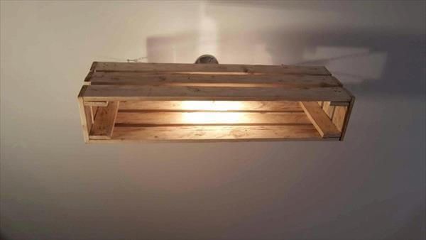 recycled pallet ceiling light