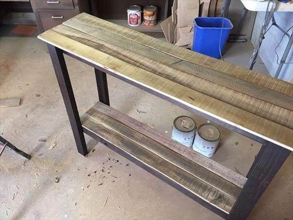 recycled pallet sofa table and foyer table