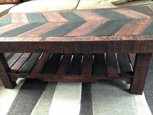 handmade herringbone pallet coffee table with storage