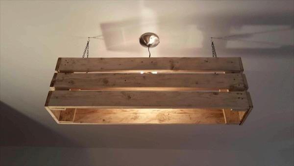 handcrafted pallet ceiling light
