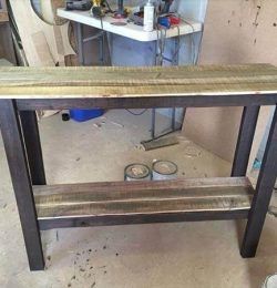 reclaimed pallet sofa table and entryway table