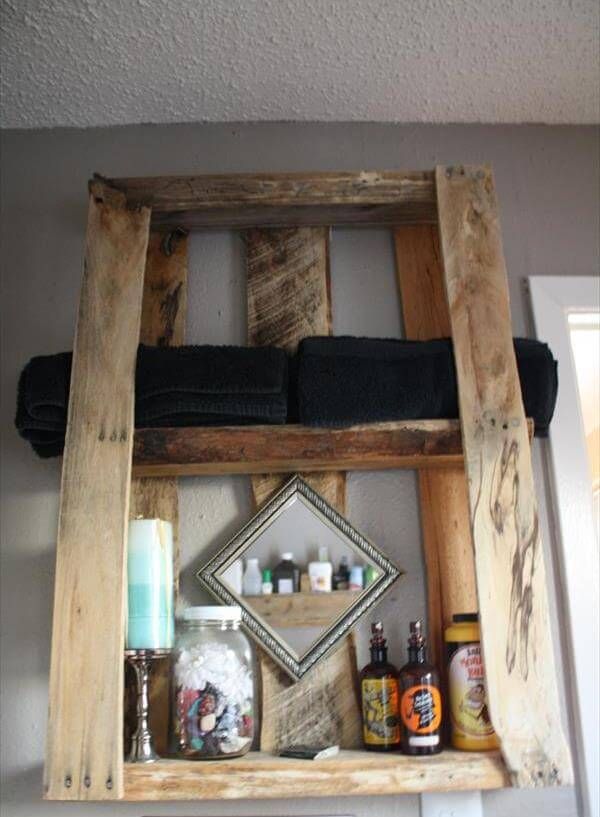 upcycled pallet art style shelving