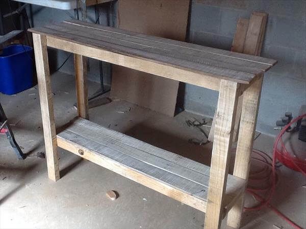 upcycled pallet entryway table and sofa side table