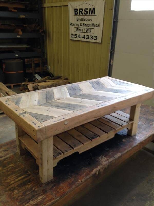 repurposed pallet hardwood coffee table