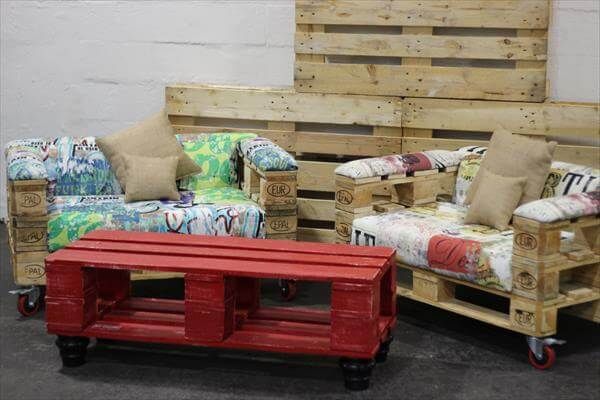 diy pallet red painted coffee table
