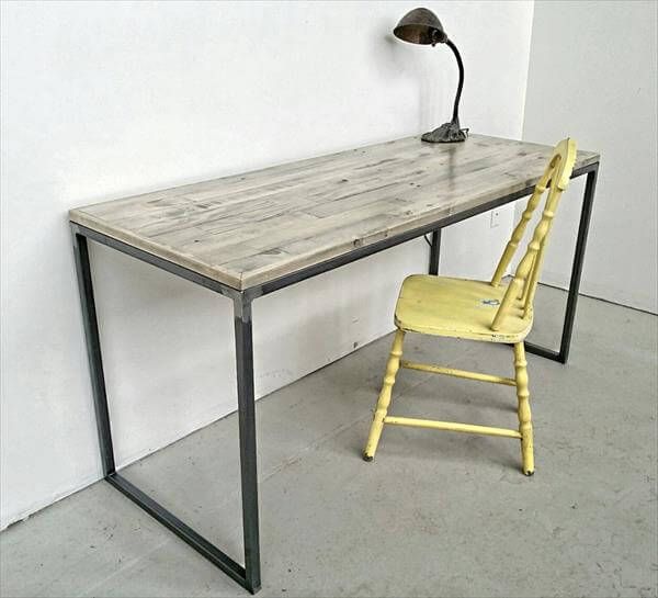 recycled pallet and steel desk