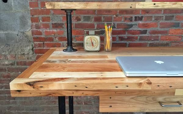recycled pallet 2 tiered desk