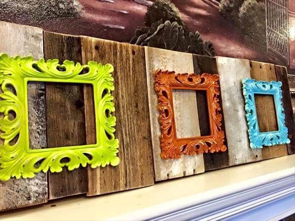 recycled pallet triple picture frame