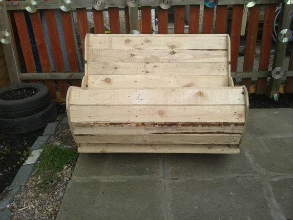handmade wooden pallet and cable drum bench