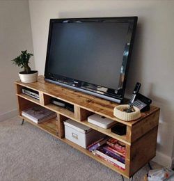 recycled pallet TV stand and entertainment center