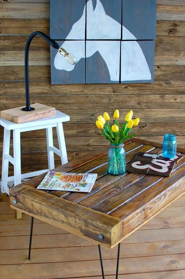recycled pallet wooden coffee table