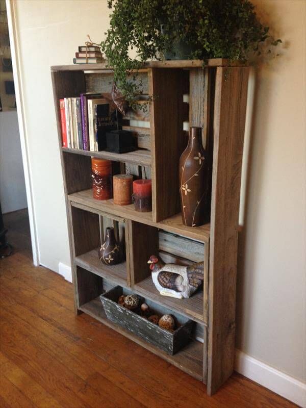 repurposed pallet art style shelf