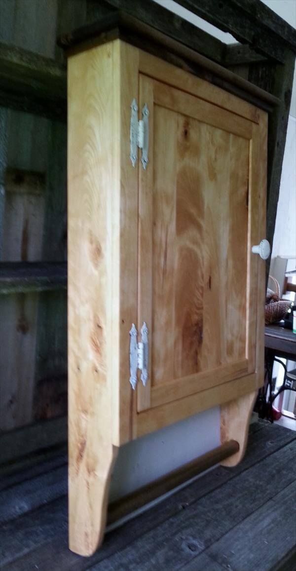reclaimed pallet wall cabinet with towel rack