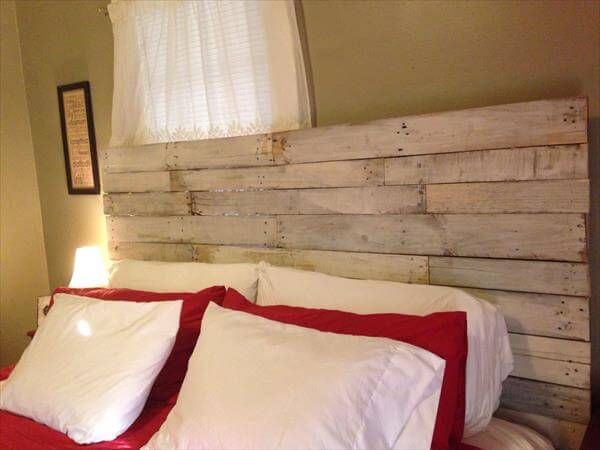 diy pallet rustic white washed headboard