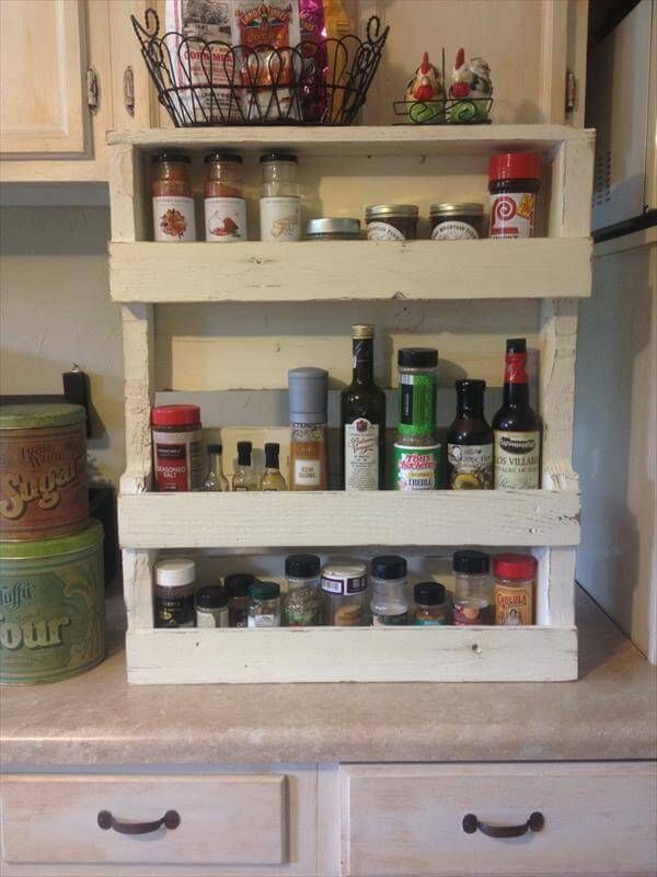 wooden pallet shabby chic spice rack