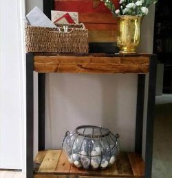 upcycled pallet and metal console table
