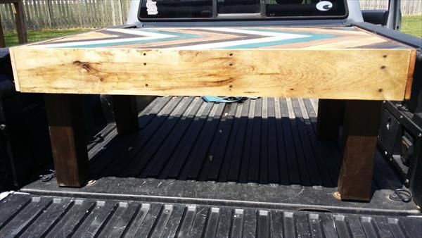 repurposed pallet chevron coffee table