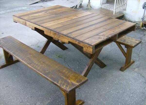 reclaimed pallet dining table with criss cross legs