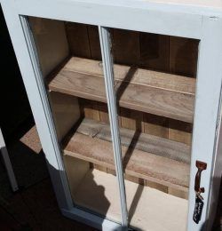 recycled old window and pallet cabinet