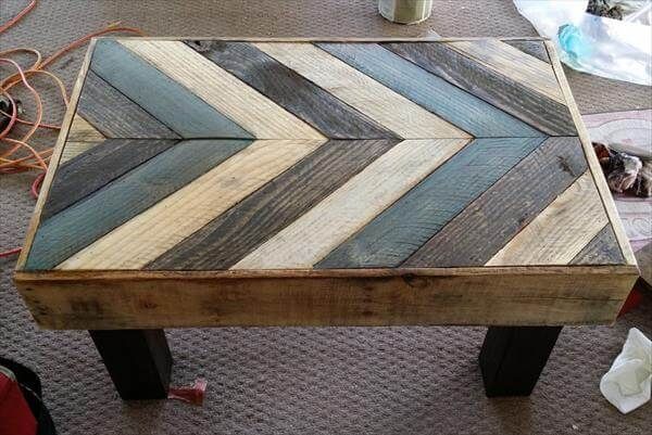 reclaimed pallet chalk painted chevron table