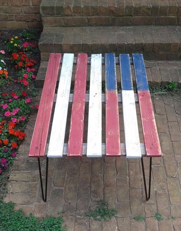 handcrafted pallet flag table