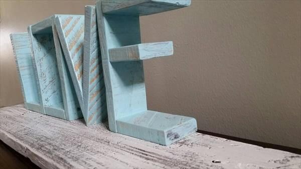 handcrafted pallet love wall art and shelf