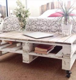 handmade pallet shabby chic coffee table with wheels