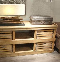 diy pallet sideboard with crate drawers