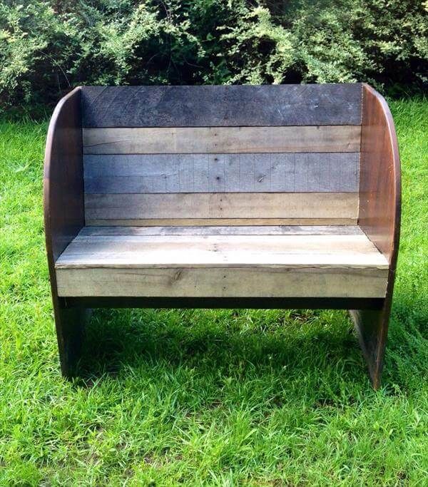recycled pallet garden bench