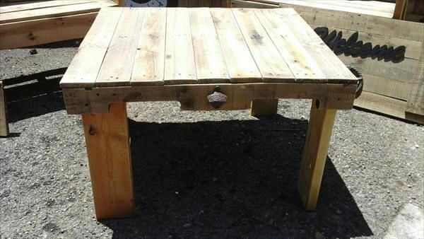 upcycled rustic coffee table with bottle opener