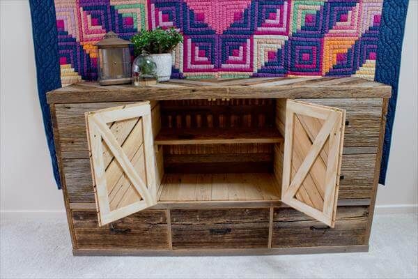 recycled pallet dresser and sideboard