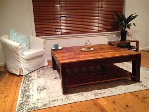 repurposed pallet vintage inspired coffee table