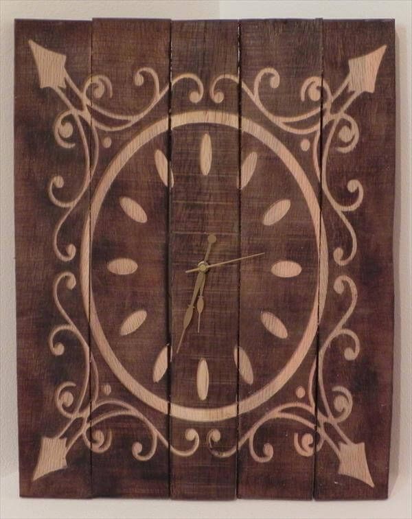 recycled pallet accent wooden wall clock