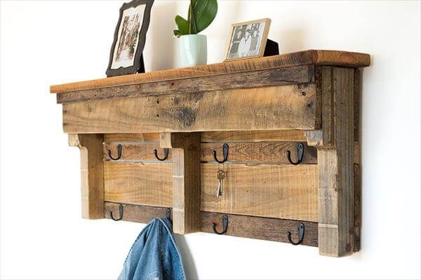 wooden pallet coat rack with shelf