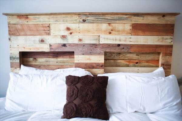 upcycled pallet headboard with charging outlets